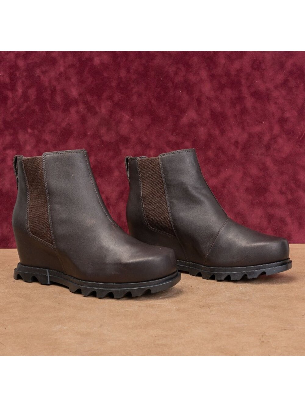 Sorel Wmn Joan Artic Waterproof Dark Brown Leather Platform Chelsea Boots 10.5